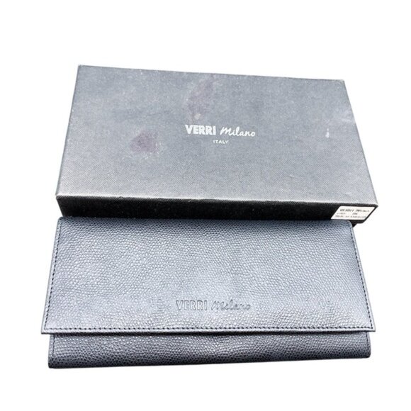 Verri Milano Black Leather Women's Long Wallet - Picture 7 of 7